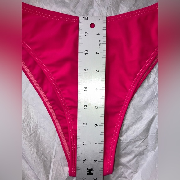 SHEIN 2Piece Frenchi Asymmetrical Top Hot Pink Bikini Set Hi Wasted Swimwear Lg - Picture 5 of 14